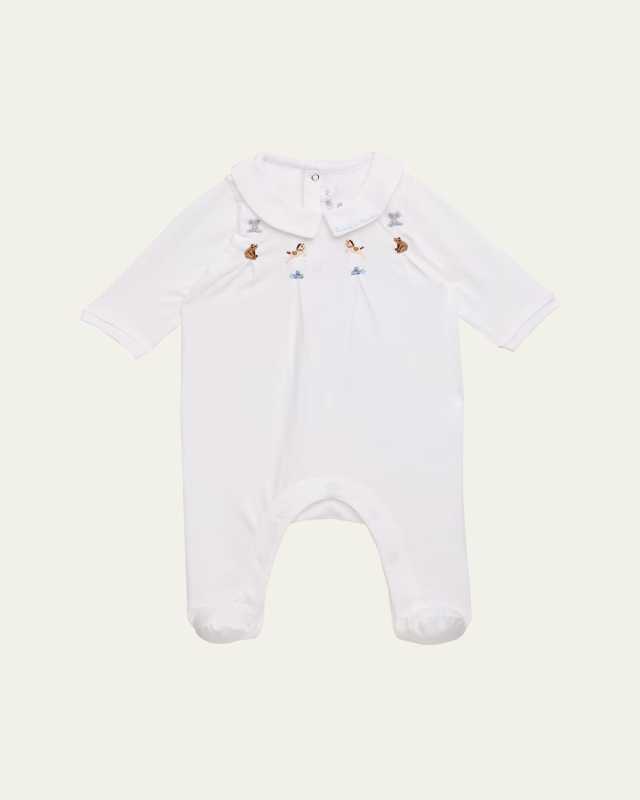 Girl's Embroidered Footie Pajamas, Size Newborn-4